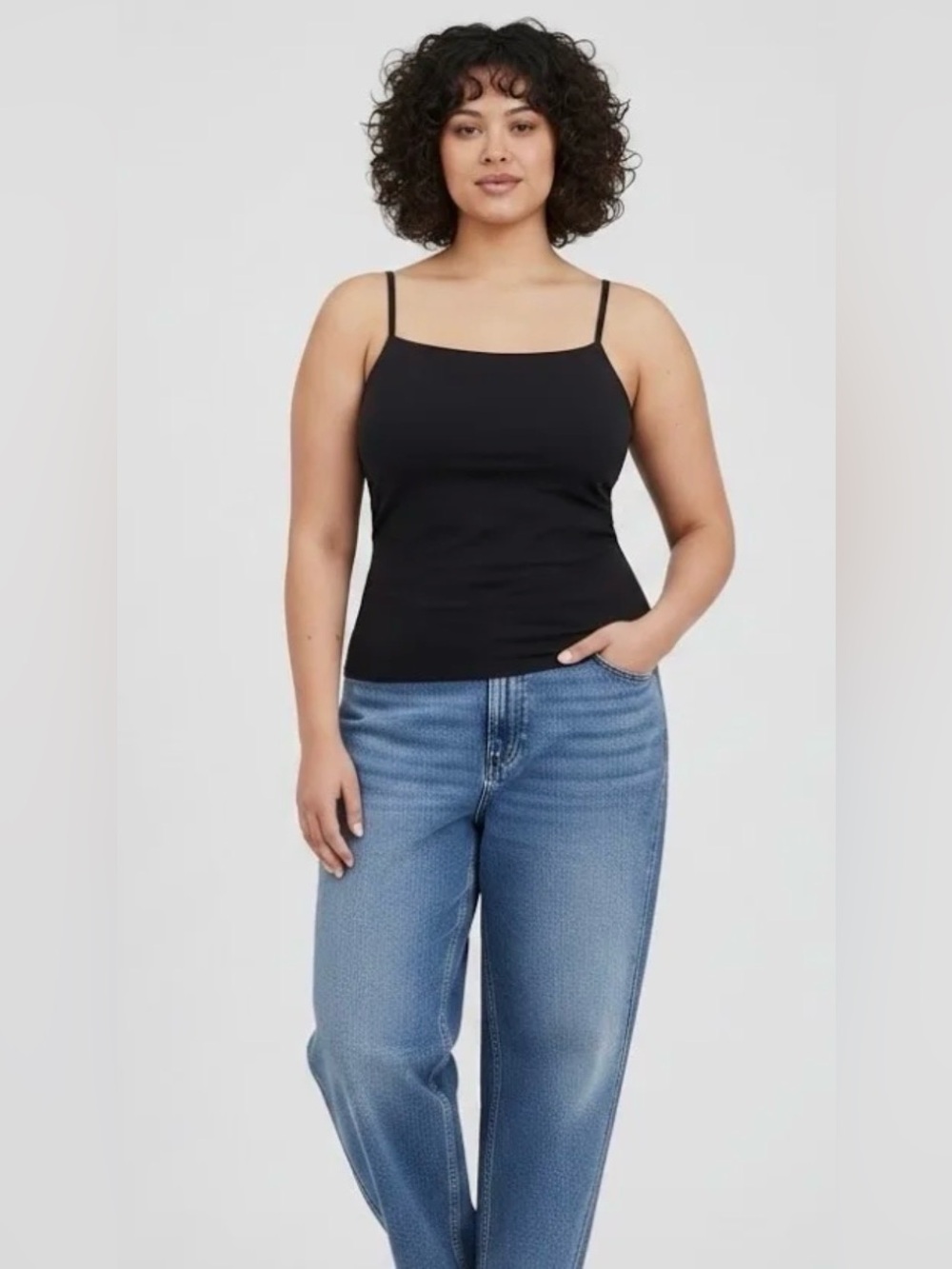 NWT GAP Black CloseKnit Basic Cami with Adjustable Spaghetti Straps XXL